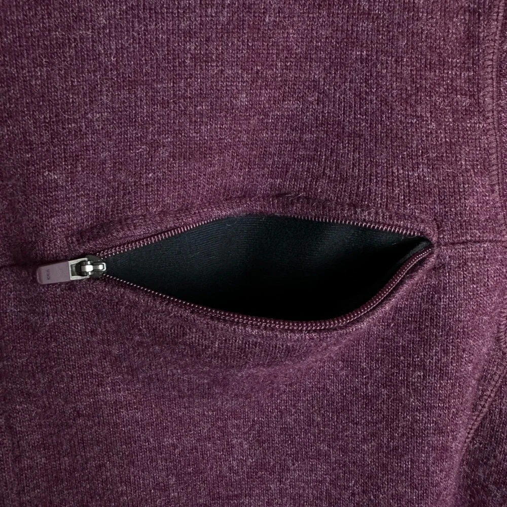 ExOfficio Mens Quarter Zip Pullover Sweater Burgundy Wool Blend‎ Size Medium